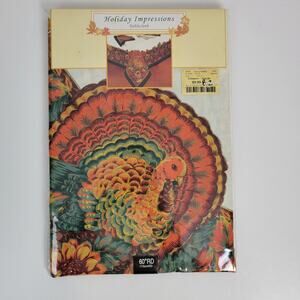 Holiday Impressions Thanksgiving Tablecloth Fabric Round 60" Turkey NEW
